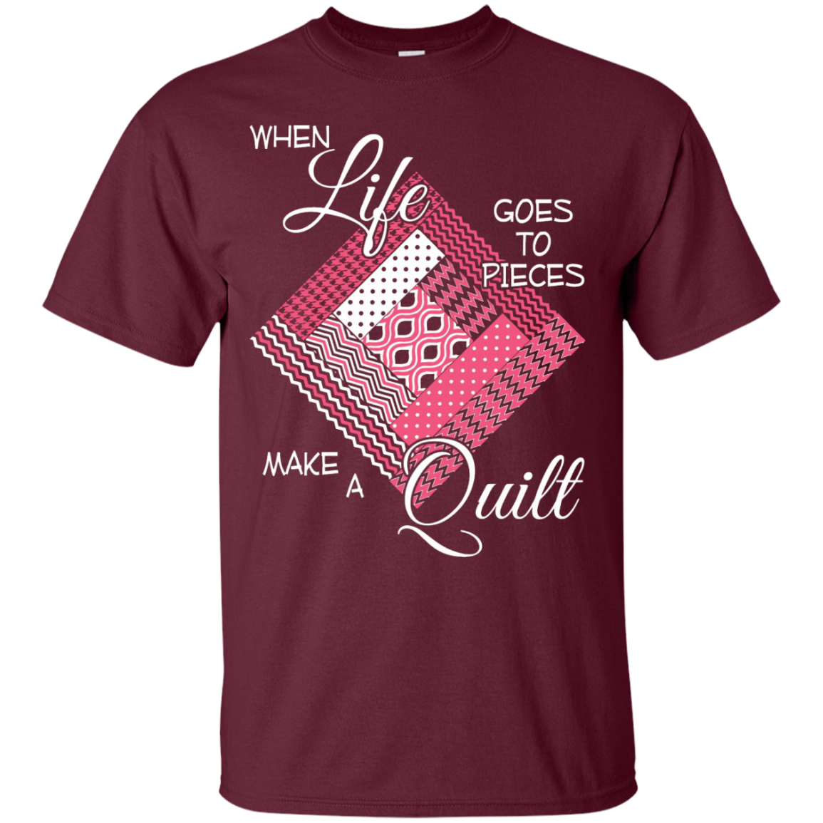Make a Quilt (pink) Custom Ultra Cotton T-Shirt - Crafter4Life - 6