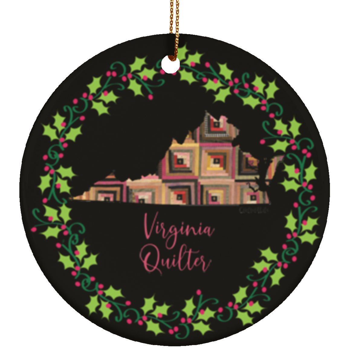 Virginia Quilter Christmas Ornament