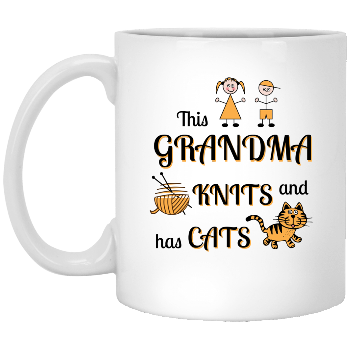 Grandma-Knit-Cats White Mugs