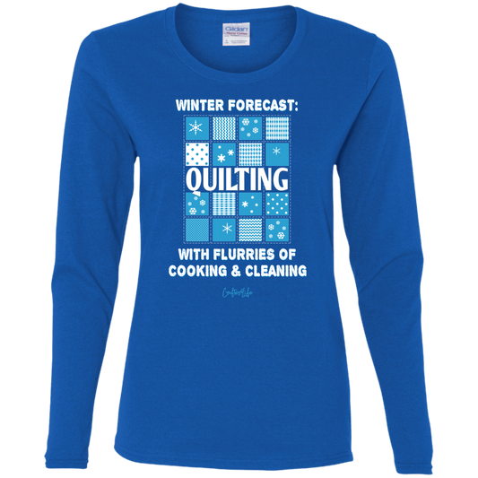 Winter Forecast Quilting Flurries Ladies Long Sleeve Shirts