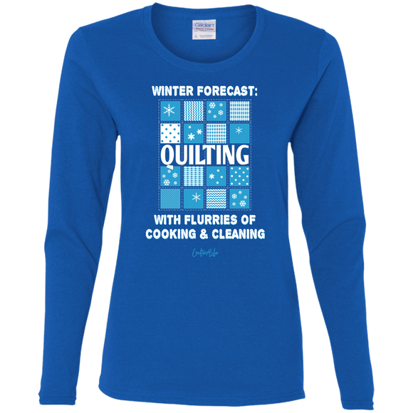 Winter Forecast Quilting Flurries Ladies Long Sleeve Shirts