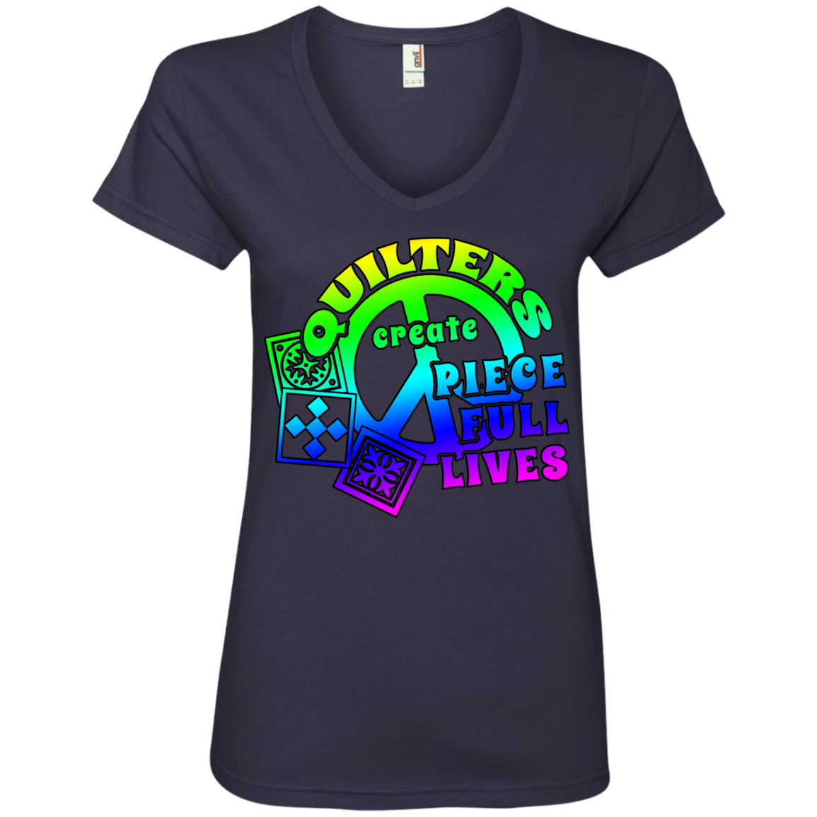 Quilters Create Piece Full Lives Ladies V-neck Tee - Crafter4Life - 6