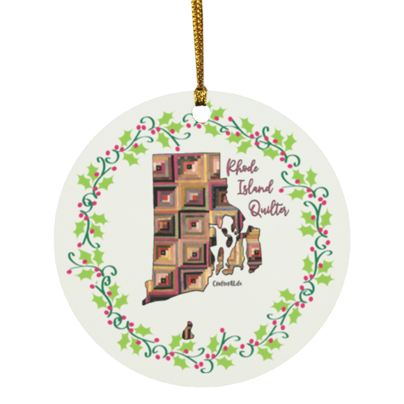 Rhode Island Quilter Christmas Circle Ornament