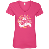 Time for Quilting Ladies V-Neck T-Shirt