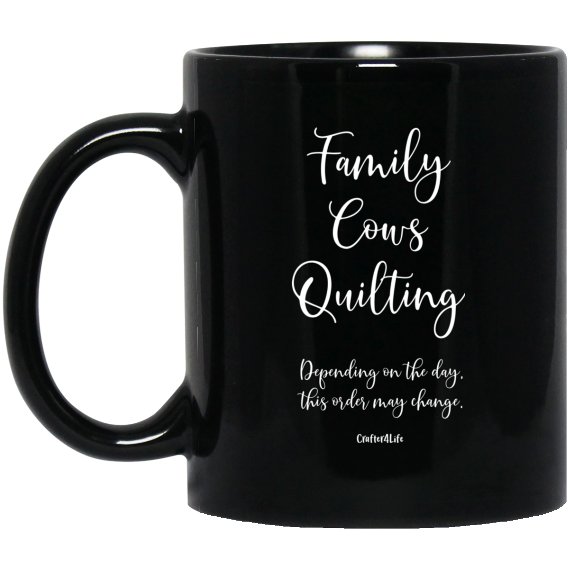 Family-Cows-Quilting Black Mugs