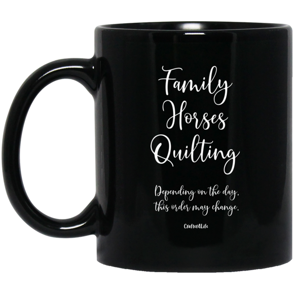 Family-Horses-Quilting Black Mugs