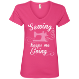 Sewing Keeps Me Going Ladies V-Neck Tee - Crafter4Life - 1