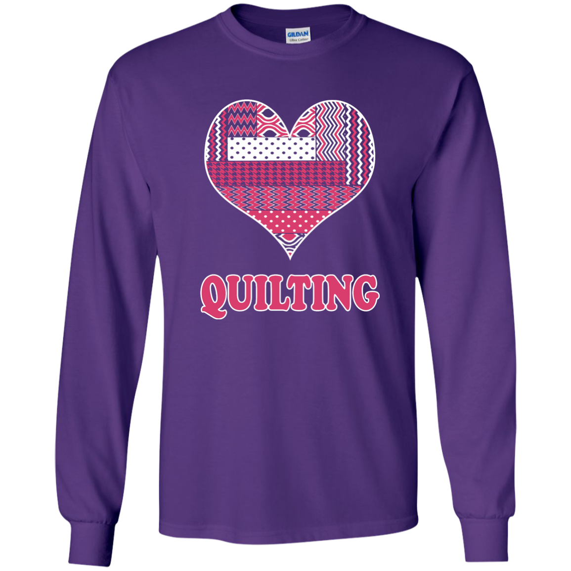 Heart Quilting Long Sleeve Ultra Cotton T-Shirt - Crafter4Life - 6