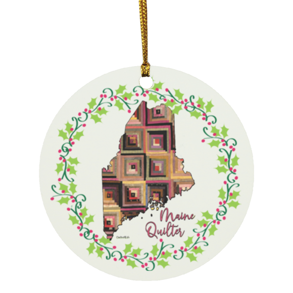 Maine Quilter Christmas Circle Ornament