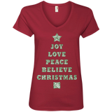 JOY Christmas Quilt Ladies V-Neck T-Shirt