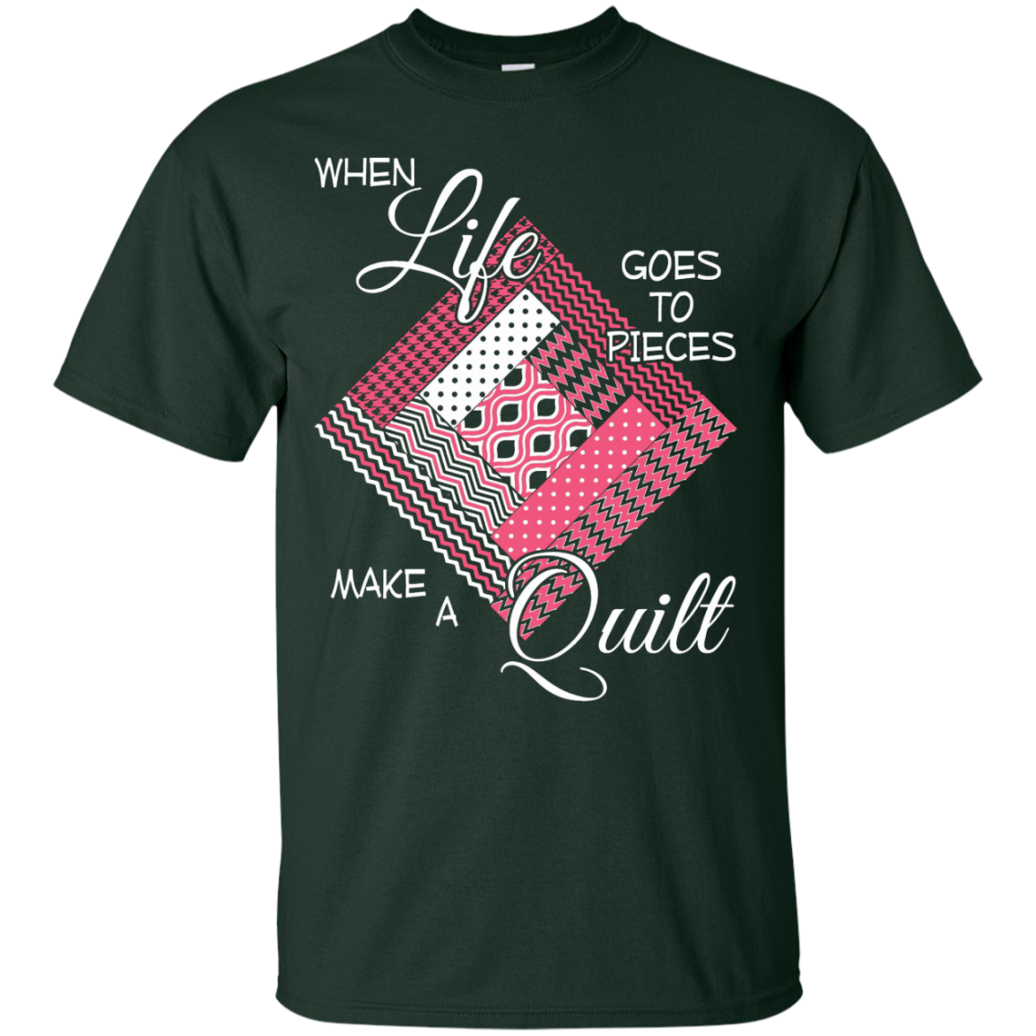 Make a Quilt (pink) Custom Ultra Cotton T-Shirt - Crafter4Life - 3