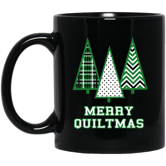 Merry Quiltmas Black Mugs
