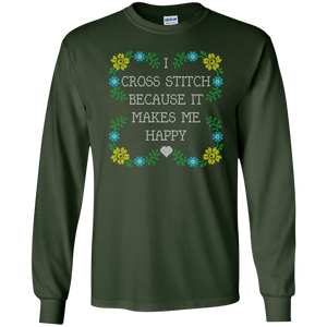 I Cross Stitch Because It Makes Me Happy Long Sleeve Ultra Cotton T-Shirt - Crafter4Life - 1