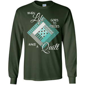Make a Quilt (turquoise) Long Sleeve Ultra Cotton T-Shirt - Crafter4Life - 1