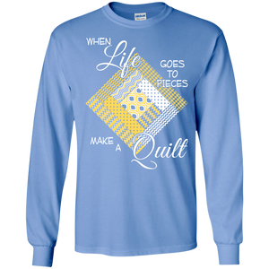 Make a Quilt (yellow) Long Sleeve Ultra Cotton T-Shirt - Crafter4Life - 1