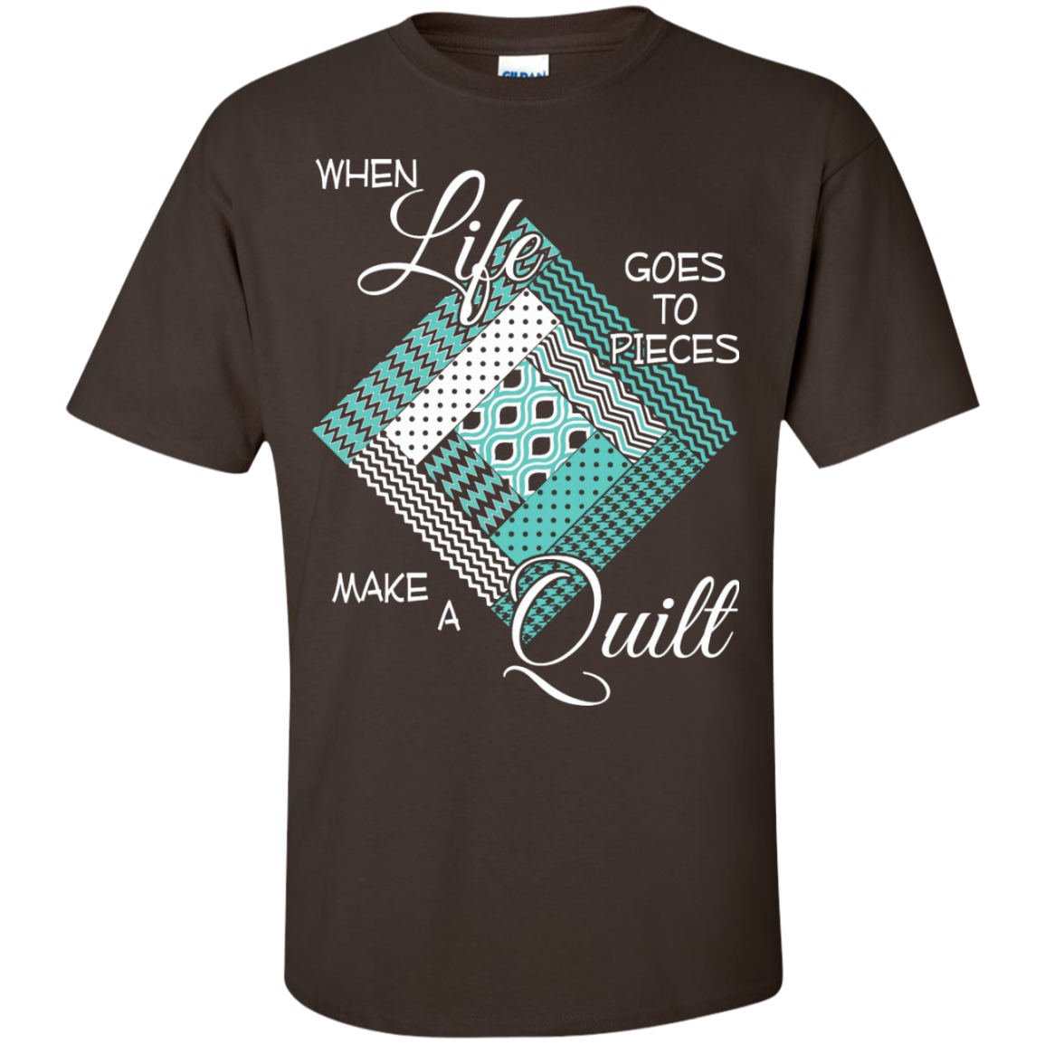 Make a Quilt (turquoise) Custom Ultra Cotton T-Shirt - Crafter4Life - 4