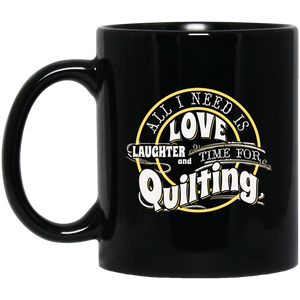 Time for Quilting Black Mugs