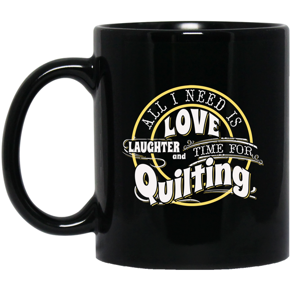 Time for Quilting Black Mugs
