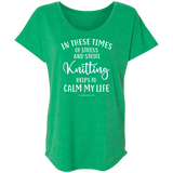 Knitting Helps to Calm My Life Ladies' Triblend Dolman Sleeve