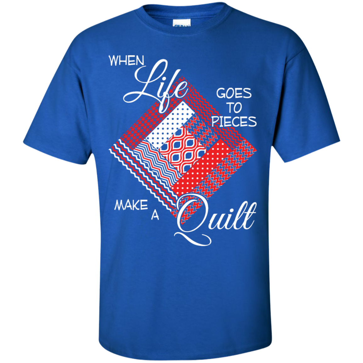 Make a Quilt (red) Custom Ultra Cotton T-Shirt - Crafter4Life - 6