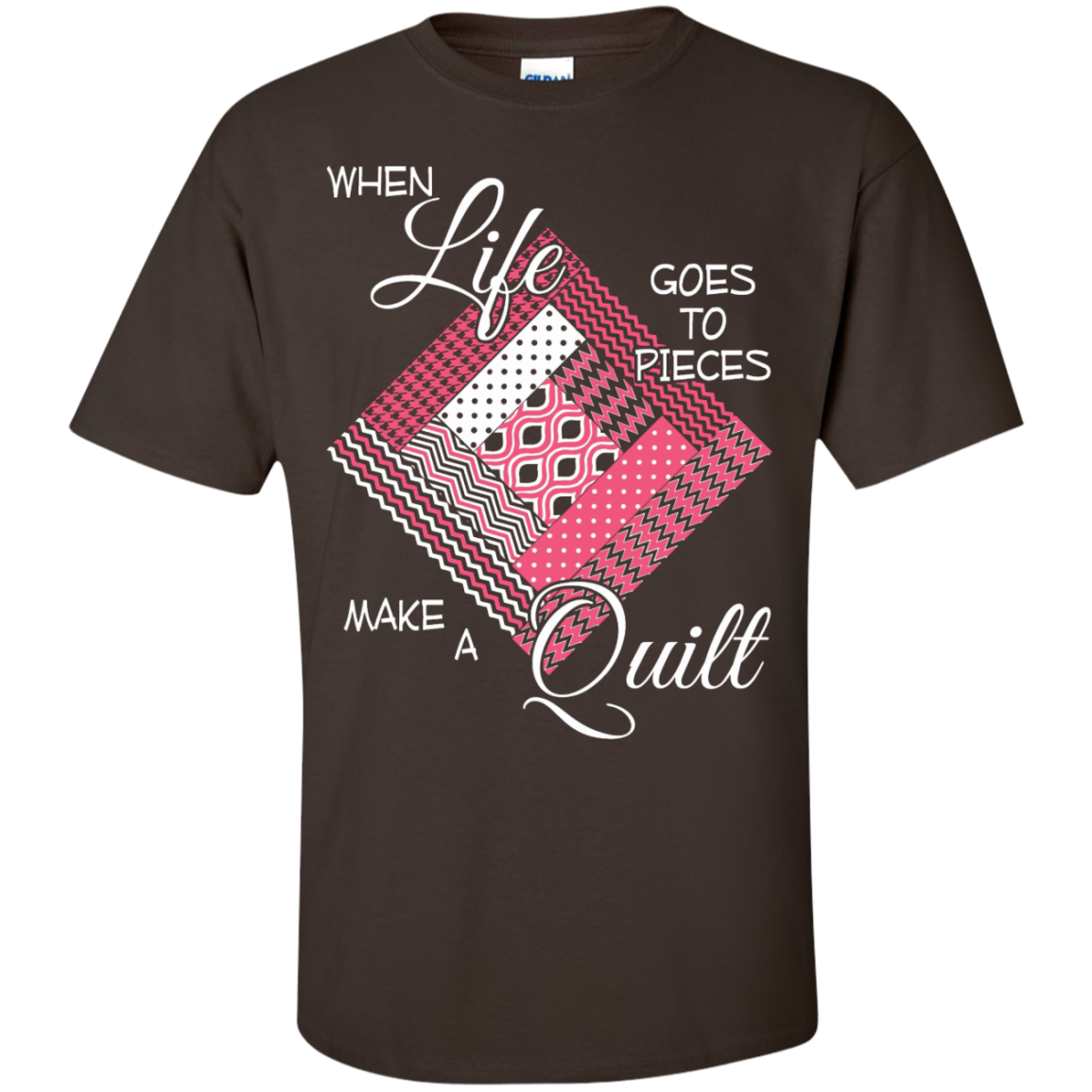 Make a Quilt (pink) Custom Ultra Cotton T-Shirt - Crafter4Life - 4