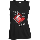 Make a Quilt (red) Ladies Sleeveless V-Neck - Crafter4Life - 2