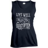Live Well, Quilt Often Ladies Sleeveless Moisture Absorbing V-Neck
