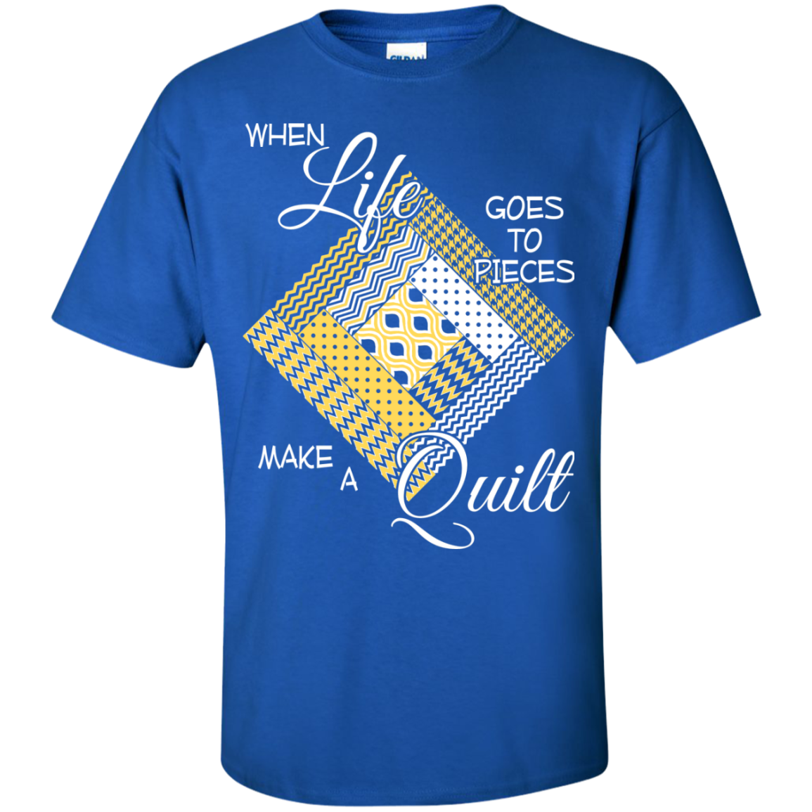 Make a Quilt (yellow) Custom Ultra Cotton T-Shirt - Crafter4Life - 10
