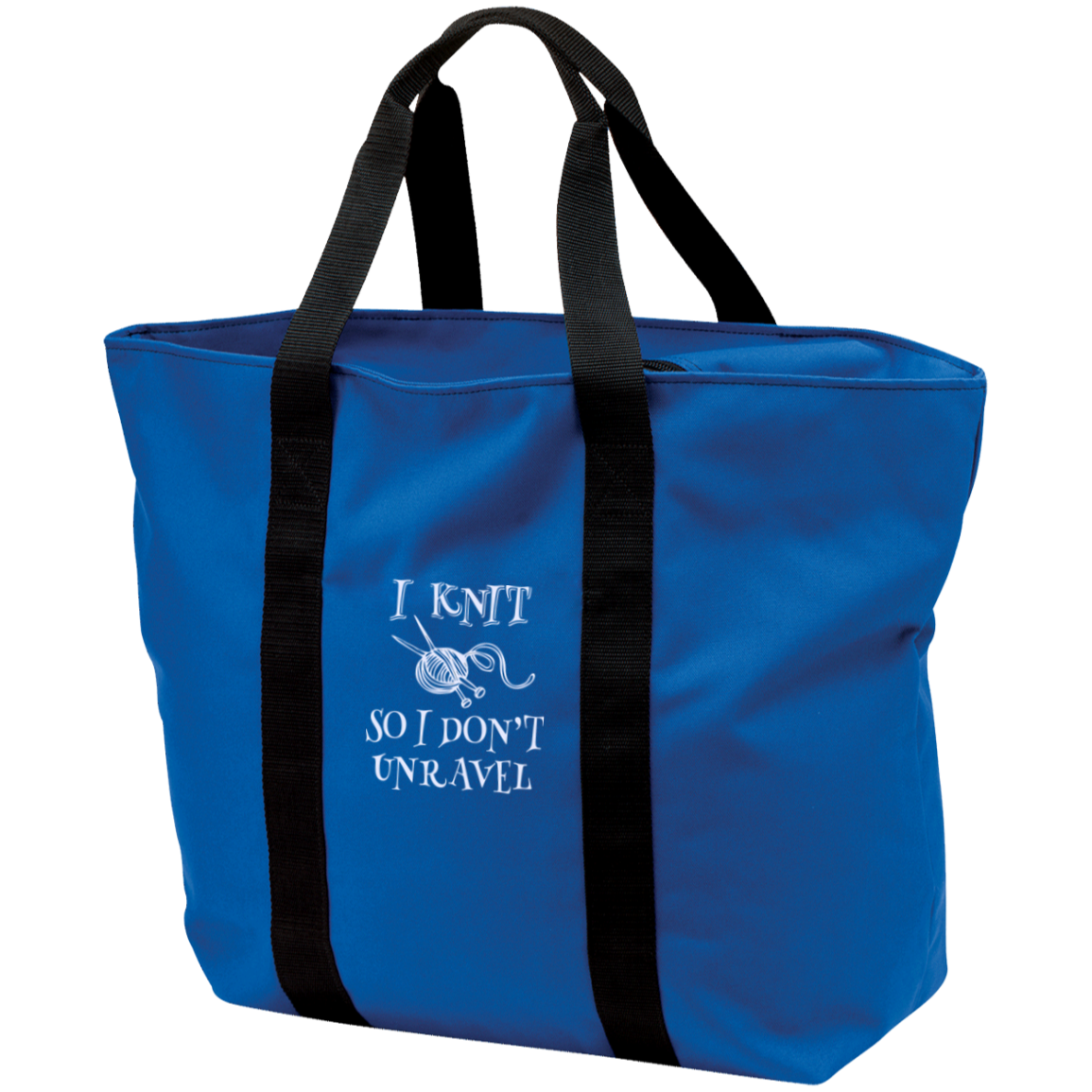 I Knit So I Don't Unravel All Purpose Embroidered Cloth Tote Bag