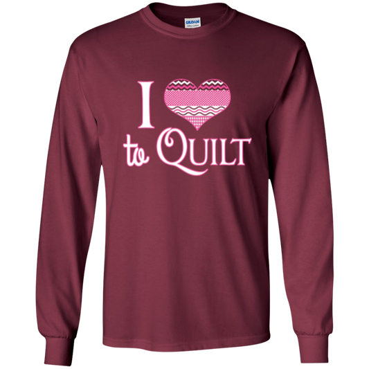 I Heart to Quilt Long Sleeve Ultra Cotton T-Shirt - Crafter4Life - 1