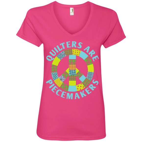 Quilters are Piecemakers Ladies V-Neck Tee - Crafter4Life - 1