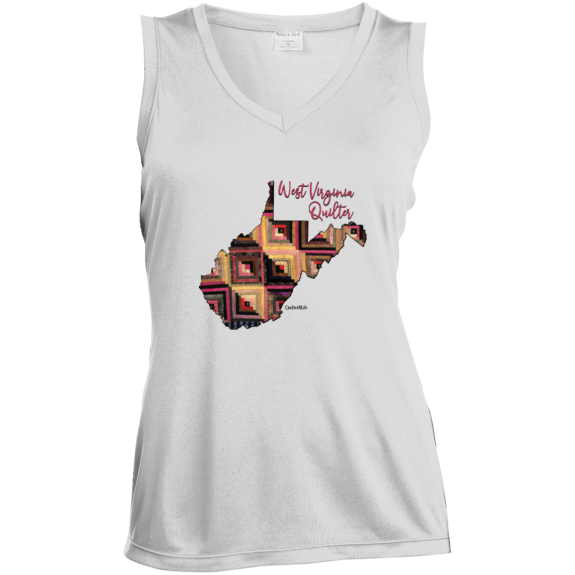 West Virginia Quilter Ladies' Sleeveless Moisture Absorbing V-Neck