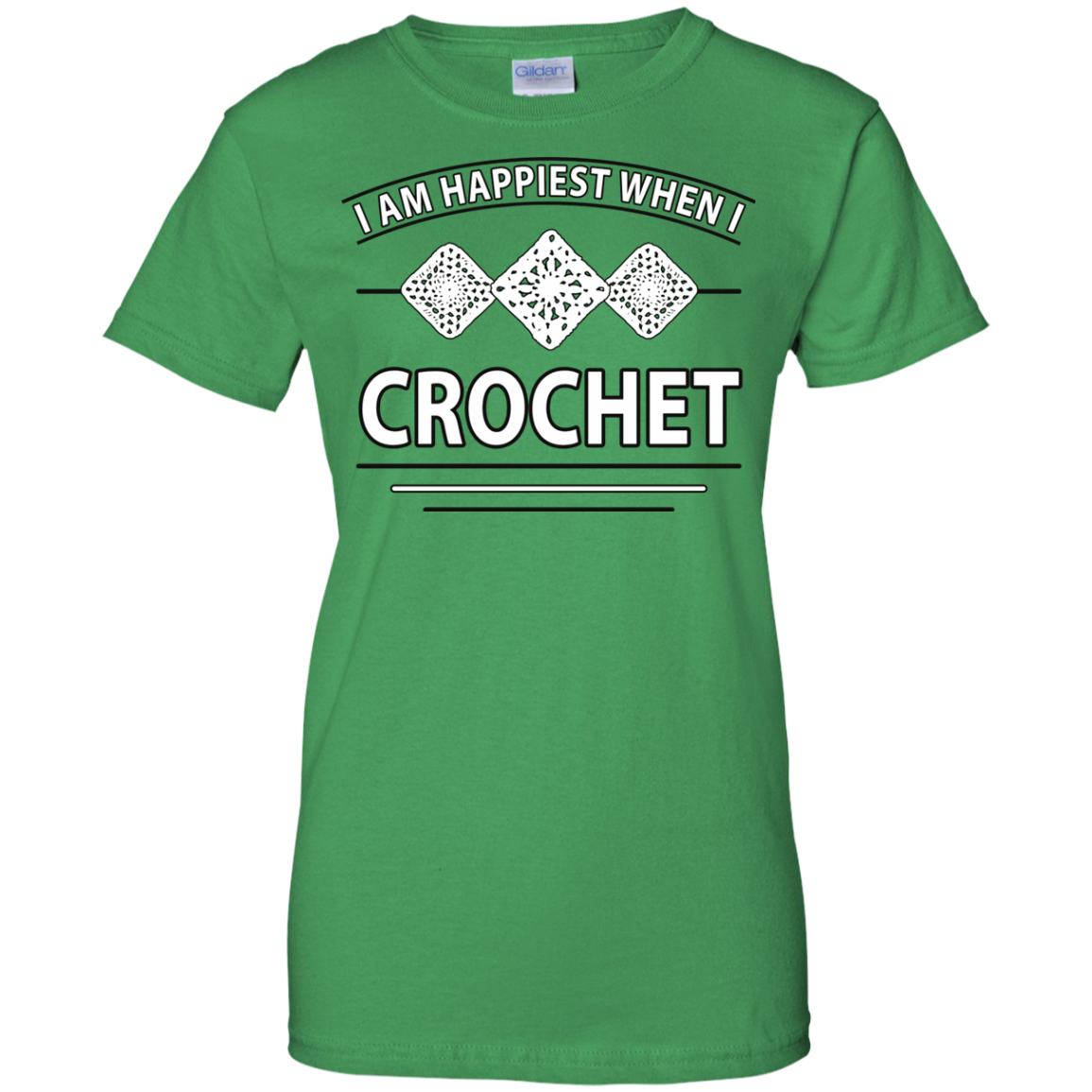 I Am Happiest When I Crochet Ladies Custom 100% Cotton T-Shirt - Crafter4Life - 3