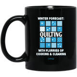 Winter Forecast Quilting Flurries Black Mugs