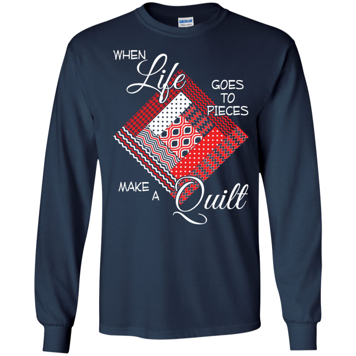 Make a Quilt (red) Long Sleeve Ultra Cotton T-Shirt - Crafter4Life - 7