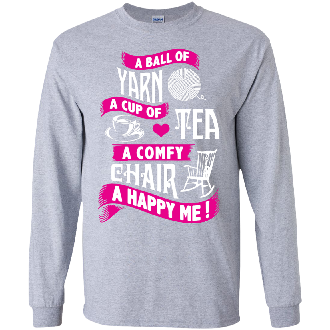 A Ball of Yarn, A Happy Me Long Sleeve Ultra Cotton Tshirt - Crafter4Life - 4