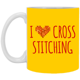 I Heart Cross Stitching White Mugs