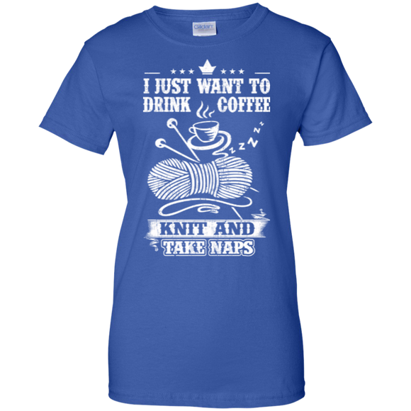 Coffee-Knit-Nap Ladies Custom 100% Cotton T-Shirt - Crafter4Life - 1