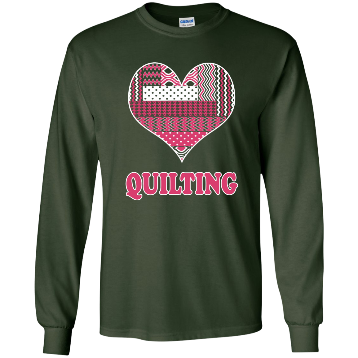 Heart Quilting Long Sleeve Ultra Cotton T-Shirt - Crafter4Life - 7