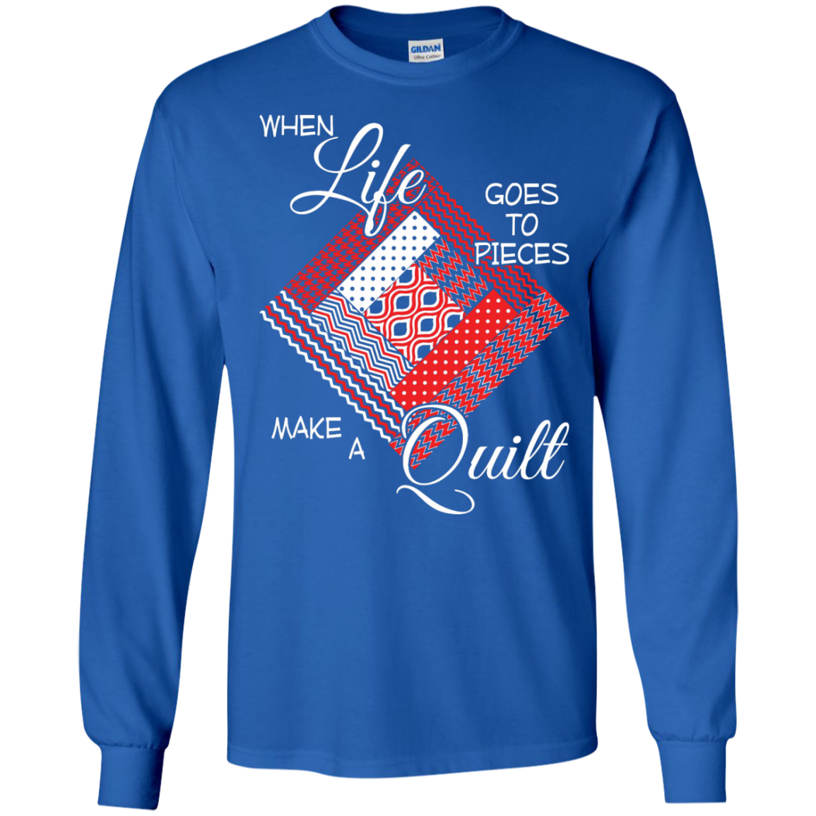 Make a Quilt (red) Long Sleeve Ultra Cotton T-Shirt - Crafter4Life - 6