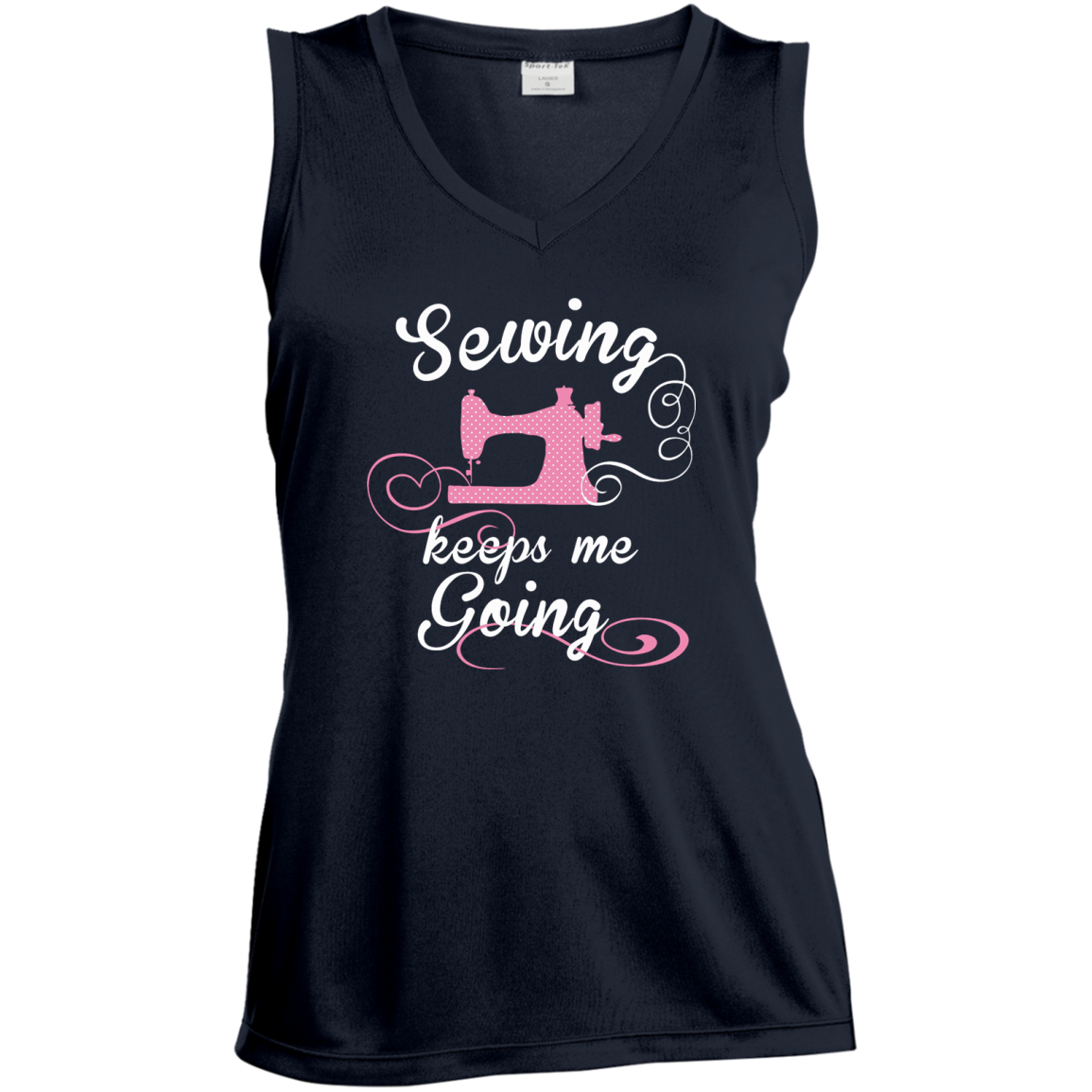 Sewing Keeps Me Going Ladies Sleeveless V-Neck - Crafter4Life - 2