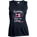 Sewing Keeps Me Going Ladies Sleeveless V-Neck - Crafter4Life - 2