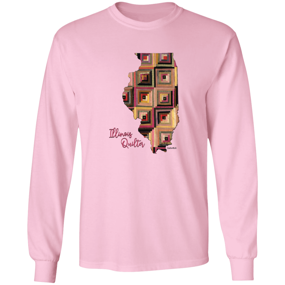 Illinois Quilter Long Sleeve T-Shirt, Gift for Quilting Friends and Family