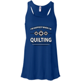 I'm Happiest When I'm Quilting Flowy Racerback Tank