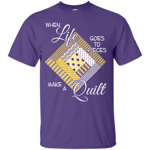Make a Quilt (yellow) Custom Ultra Cotton T-Shirt - Crafter4Life - 11