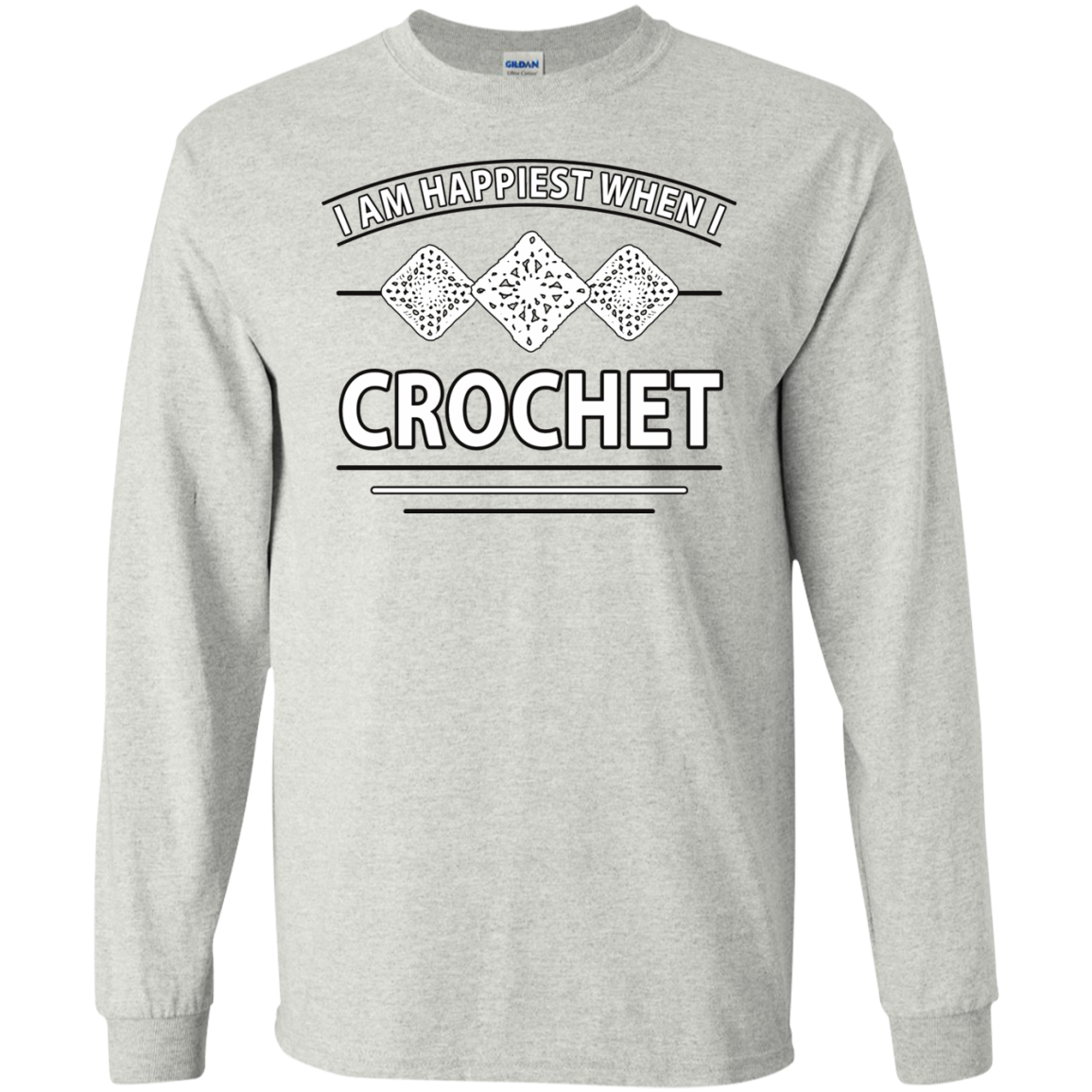 I Am Happiest When I Crochet Long Sleeve Ultra Cotton T-shirt - Crafter4Life - 2