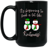 Knitmas Snow Couple Black Mugs
