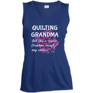 Quilting Grandma Ladies Sleeveless V-Neck