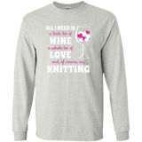 All I Need is Wine-Love-Knitting Long Sleeve Ultra Cotton Tshirt - Crafter4Life - 2