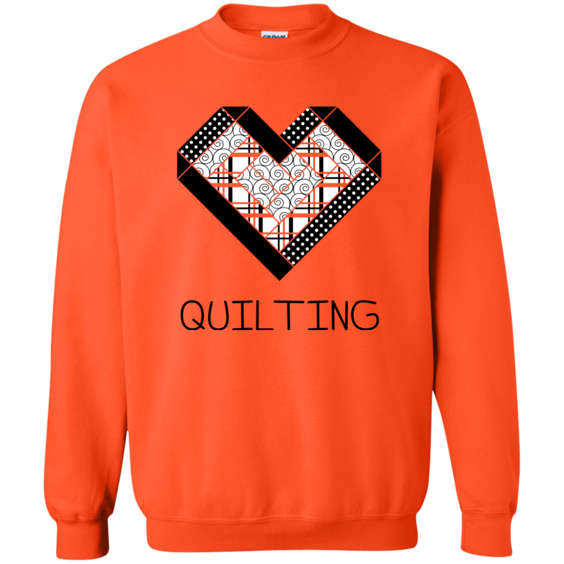 Log Cabin Heart Quilting Crewneck Pullover Sweatshirt